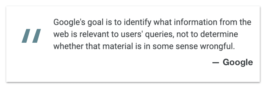 Google quote about removing content from google search removing content from google search